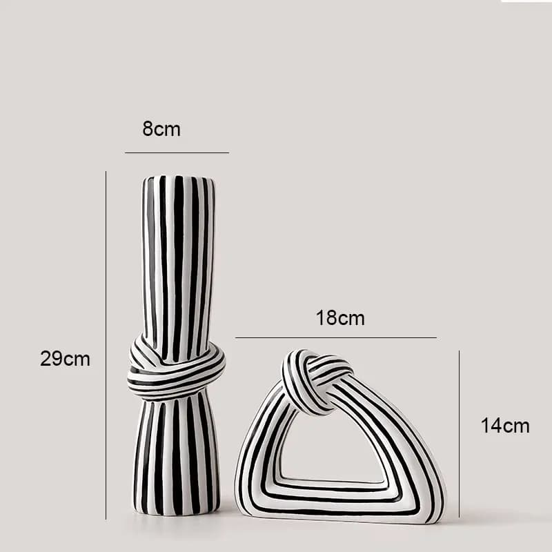 Black & White Striped Knot Ceramic Vase – Modern Decor