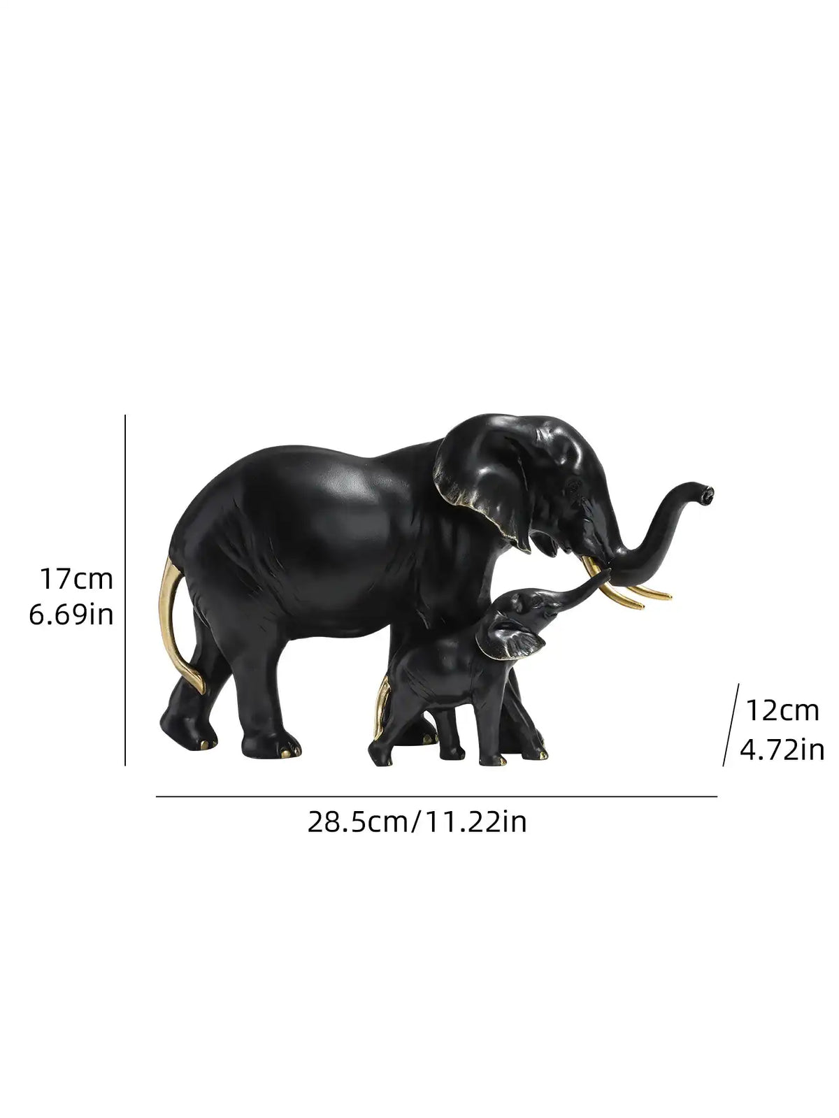 Mother and Child Elephant Resin Sculpture