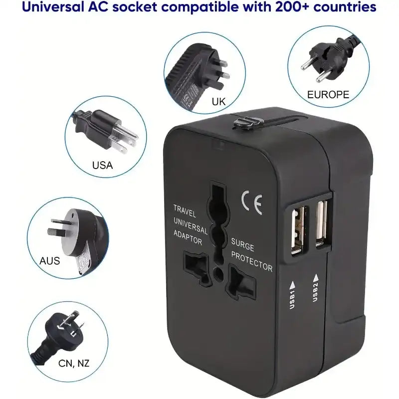 Universal Travel Adapter - Dual USB, Surge Protection