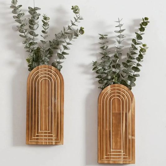 Boho Arched Wooden Wall Vase – Minimalist Wall Planter