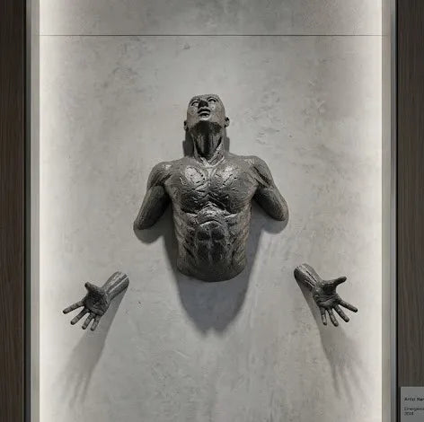 Climbing Man Wall Sculpture – 3D Resin Copper Wall Decor