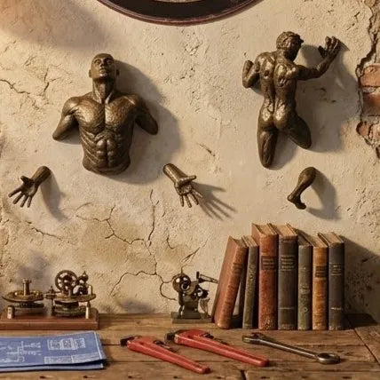 Climbing Man Wall Sculpture – 3D Resin Copper Wall Decor