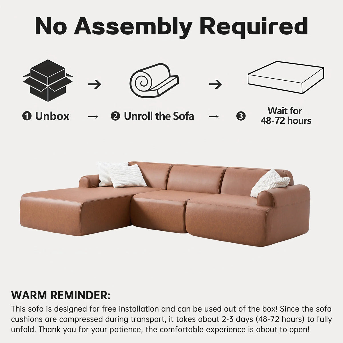 Oversized L-Shaped Modular Sofa Pet-Friendly Faux Leather & Corduroy