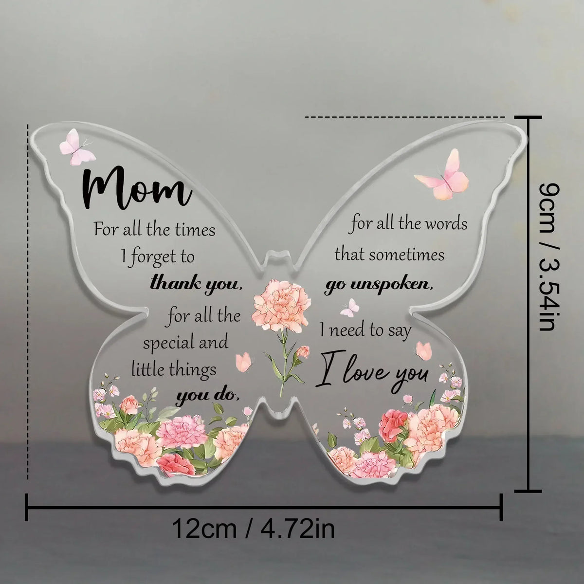 Butterfly Acrylic Mom Plaque – Birthday & Mother's Day Desk Decoration Gift