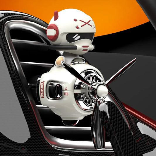 Bobblehead Pilot Car Vent Air Freshener - spinning propeller