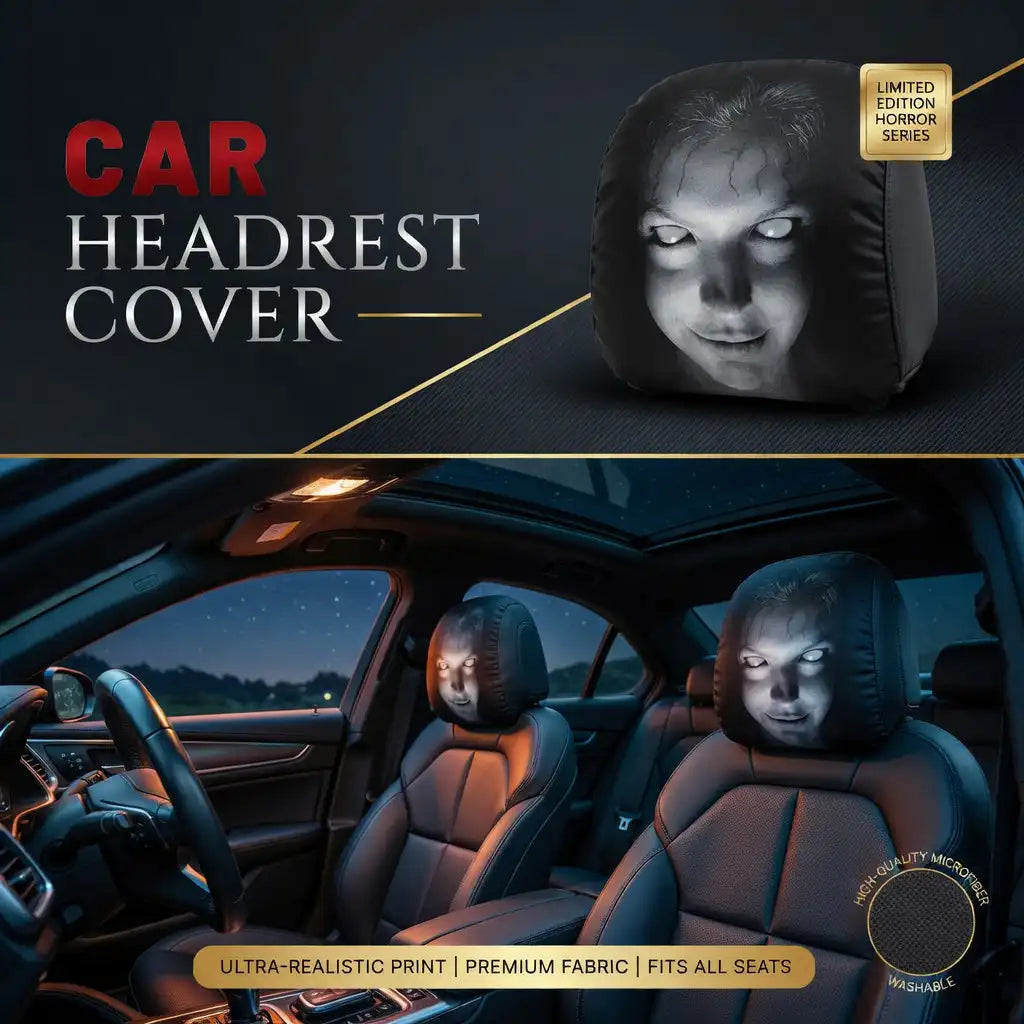 Horror Face Car Headrest Covers - Set of 2, Halloween Ghost Design