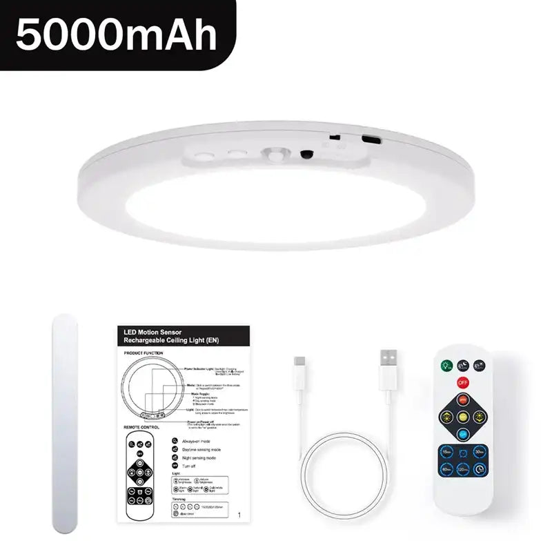 Motion Sensor Ceiling Light USB Rechargeable With Magnetic Mount