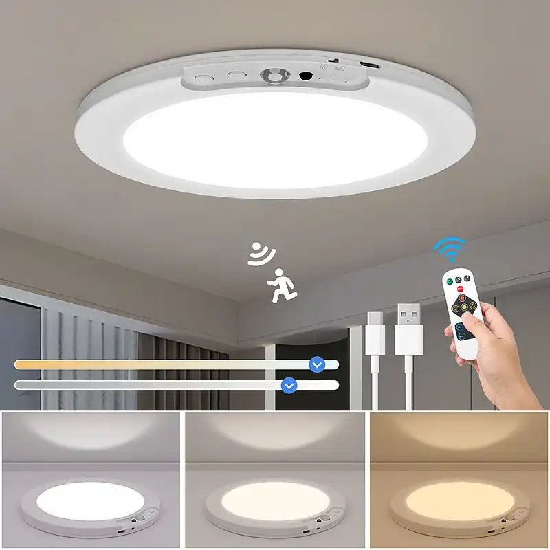Motion Sensor Ceiling Light USB Rechargeable With Magnetic Mount