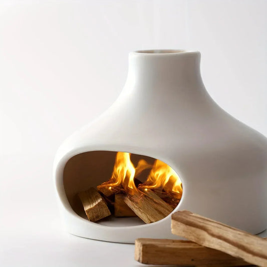 Ceramic Palo Santo & Sage Burner with Chimney – Meditation & Yoga Decor