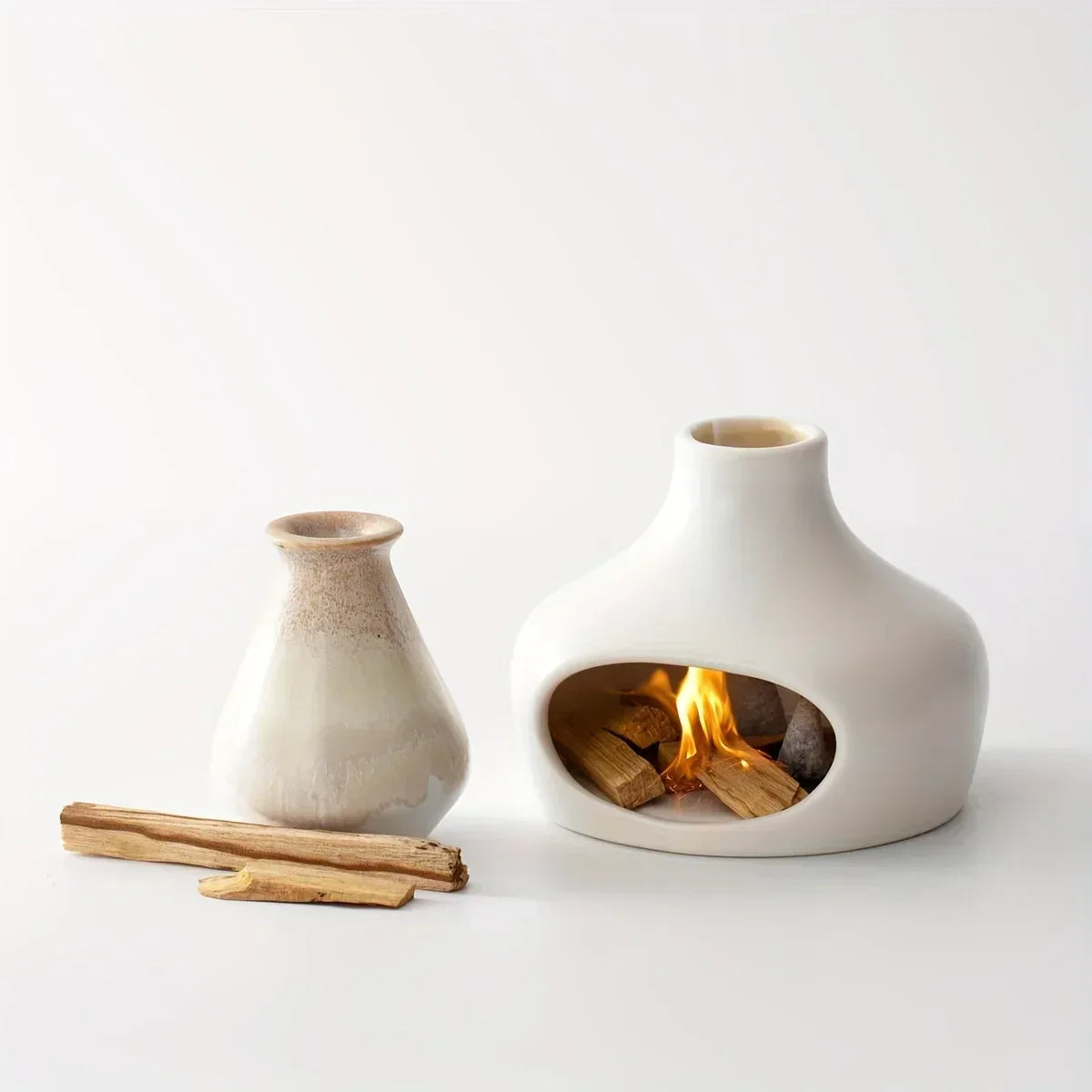 Ceramic Palo Santo & Sage Burner with Chimney – Meditation & Yoga Decor