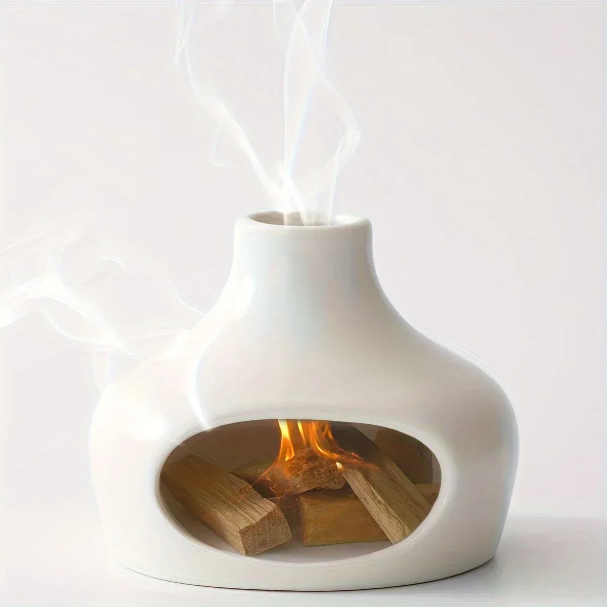 Ceramic Palo Santo & Sage Burner with Chimney – Meditation & Yoga Decor