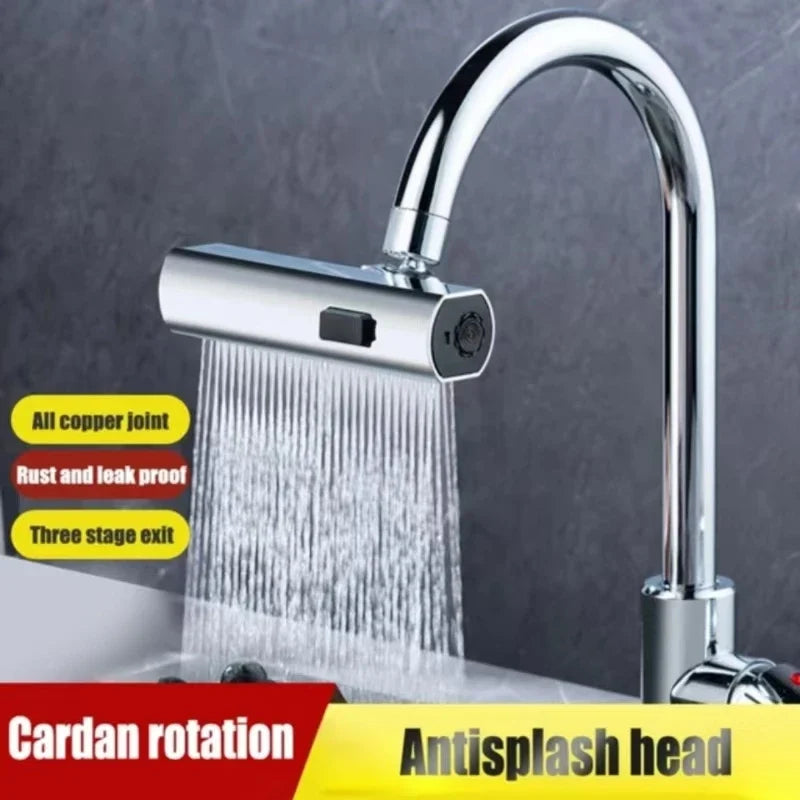 Waterfall Kitchen Faucet Sprayer Head 3-Mode Stream & Filter Nozzle