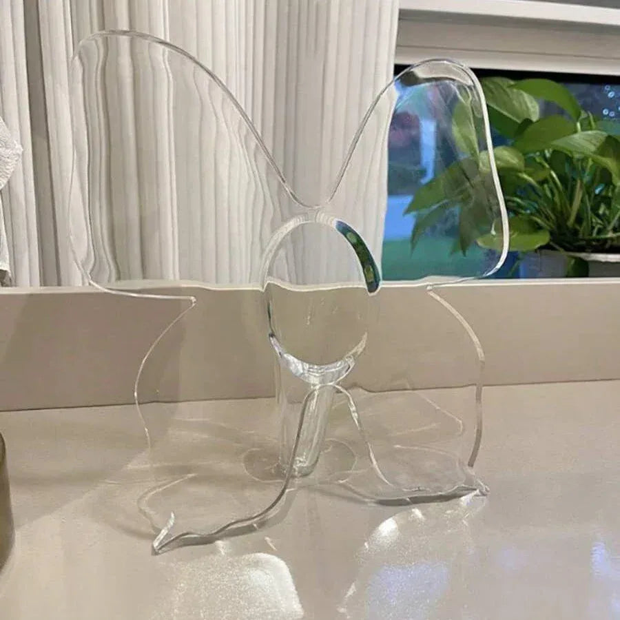Clear Acrylic Frame Flower Vase – Modern Art Decorative Vase for Desktop