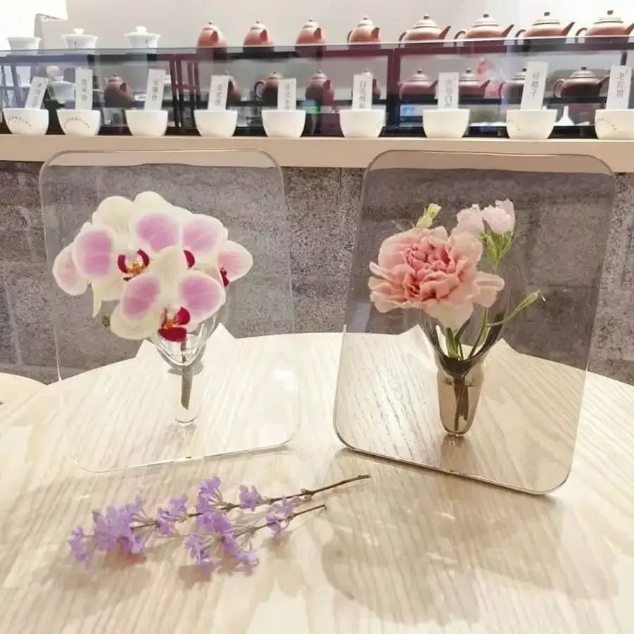 Clear Acrylic Frame Flower Vase – Modern Art Decorative Vase for Desktop
