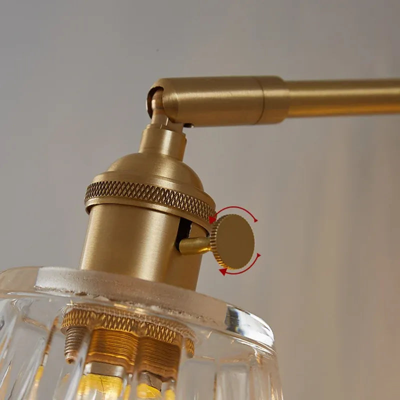 Nordic Brass Glass Wall Lamp – Retro Bedside Sconce