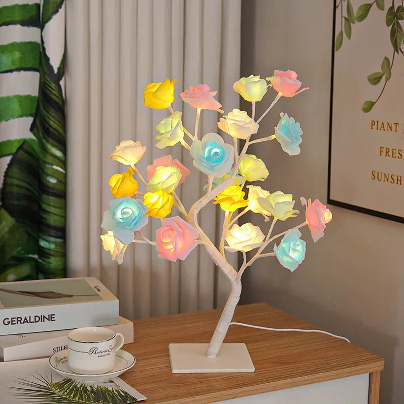 LED Rose Tree Table Lamp – USB Decorative Flower Night Light