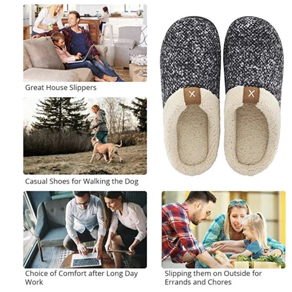 Women's Memory Foam Slippers – Plush Fleece, Anti-Slip, 2 Colors
