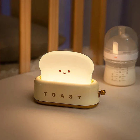 Bread Toast Nightlight – Rechargeable Toaster LED Lamp & Desk Decor