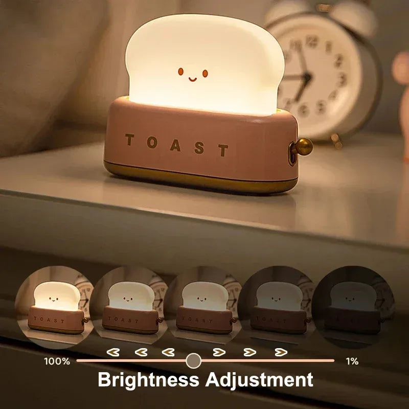Bread Toast Nightlight – Rechargeable Toaster LED Lamp & Desk Decor