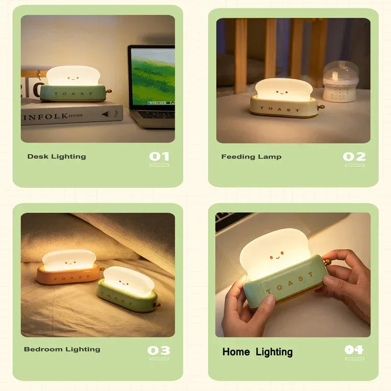 Bread Toast Nightlight – Rechargeable Toaster LED Lamp & Desk Decor