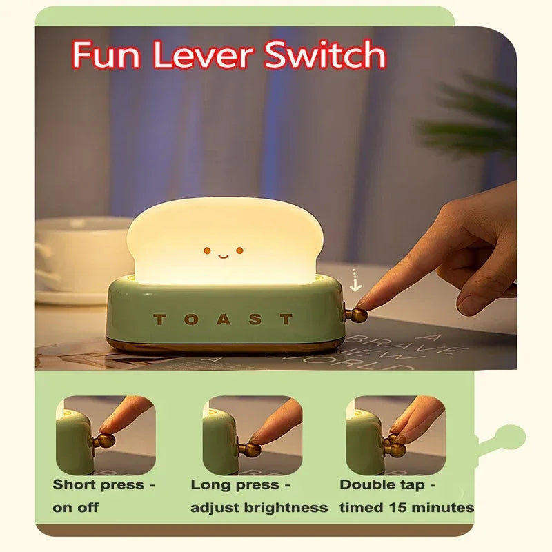 Bread Toast Nightlight – Rechargeable Toaster LED Lamp & Desk Decor