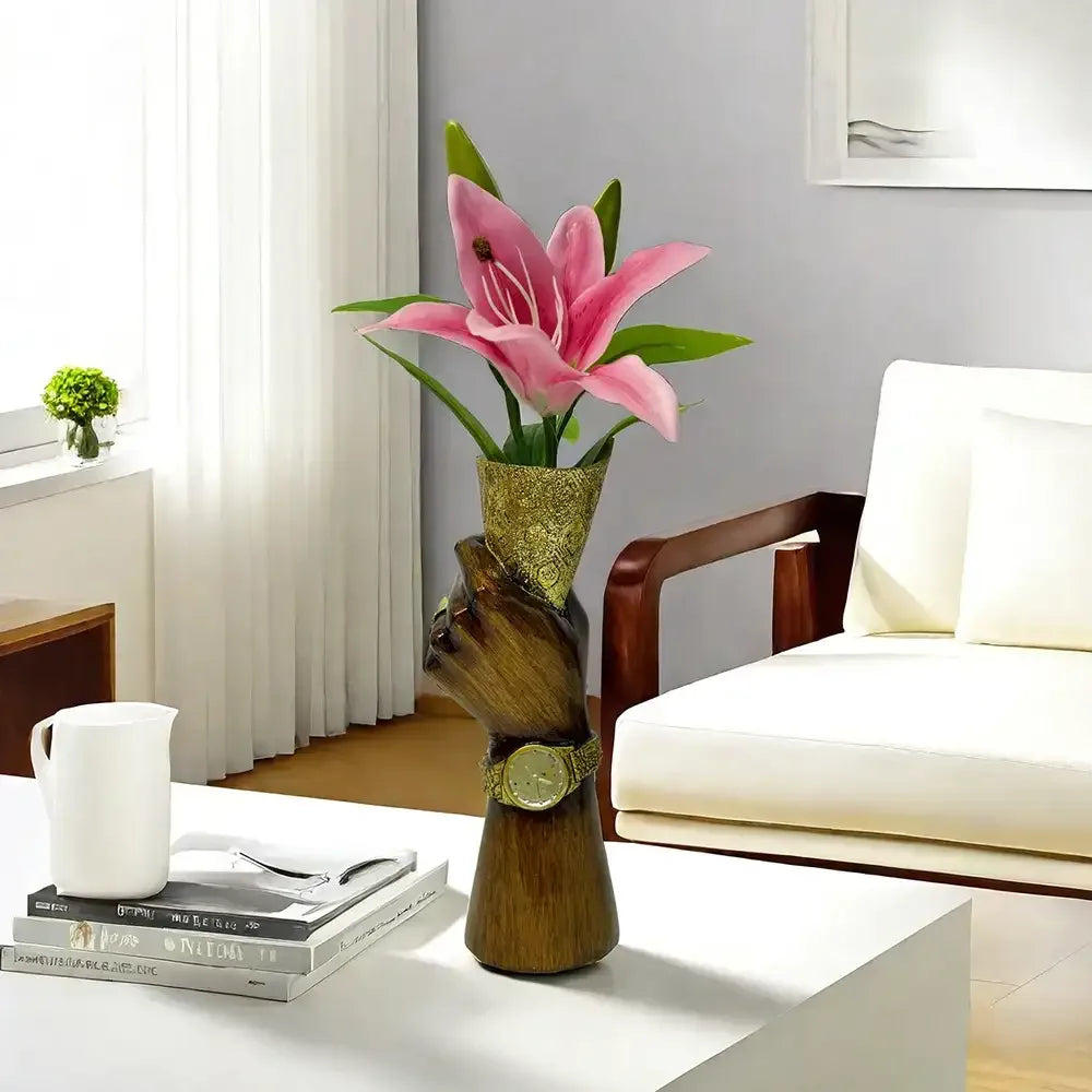 Creative Hand Vase Sculpture – Resin Flower Vase Decor
