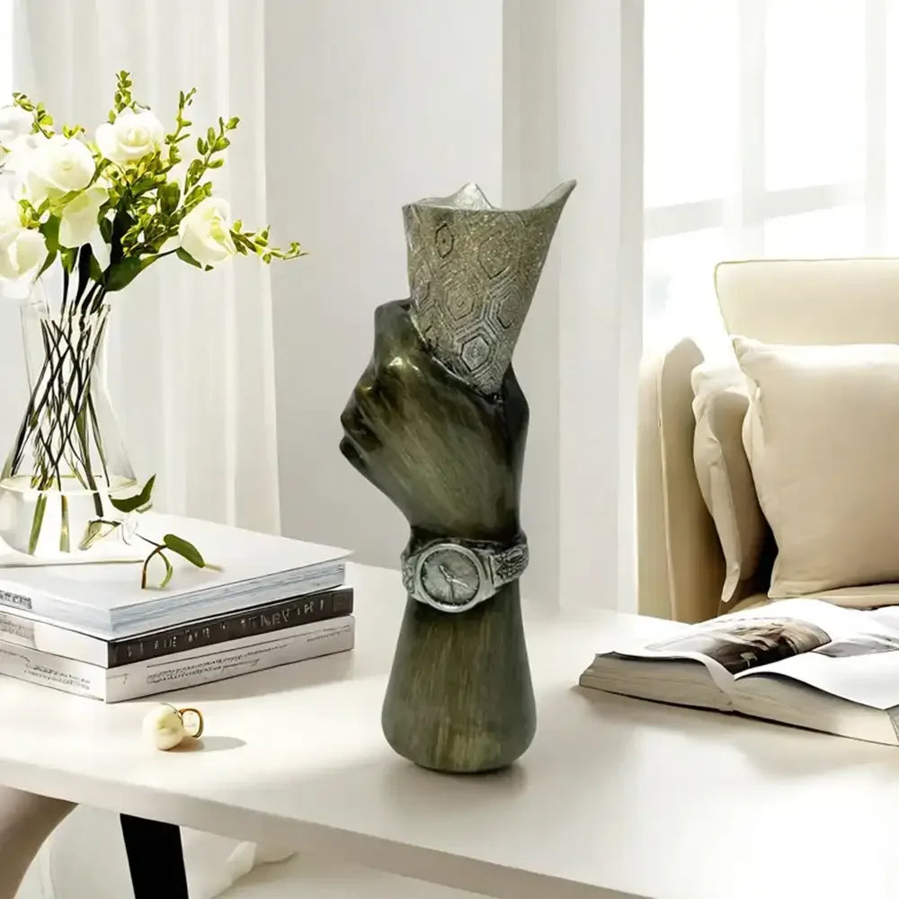Creative Hand Vase Sculpture – Resin Flower Vase Decor