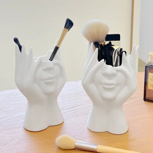 Human Body Art Storage Holder – Multifunctional Makeup Brush & Pen Stand