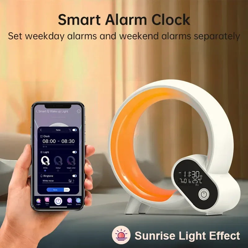 Smart Alarm Clock Lamp – Bluetooth, Wireless Charger & Light