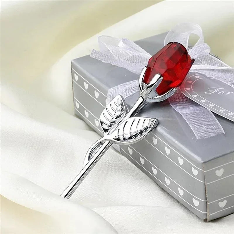 Crystal Glass Rose Figurine – Valentine's & Wedding Gift Souvenir
