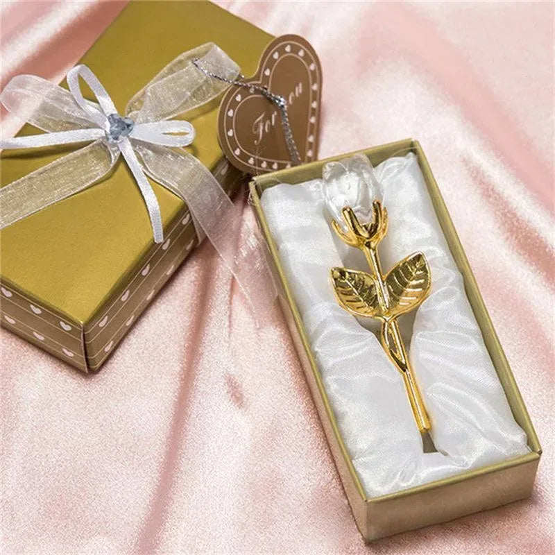 Crystal Glass Rose Figurine – Valentine's & Wedding Gift Souvenir