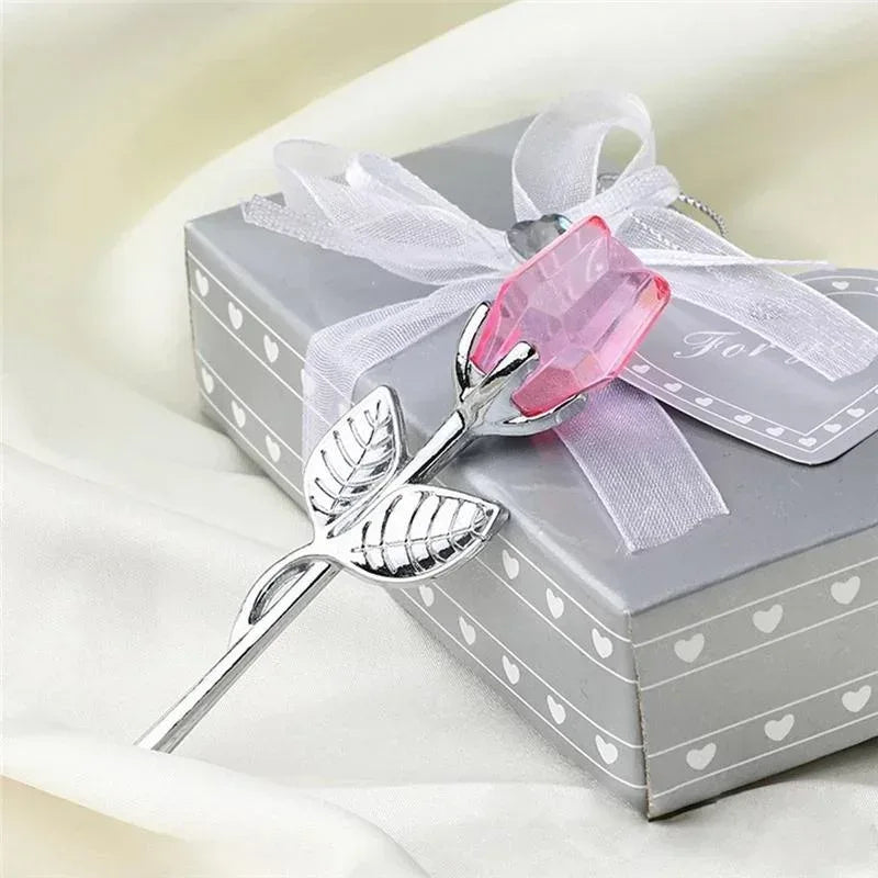 Crystal Glass Rose Figurine – Valentine's & Wedding Gift Souvenir