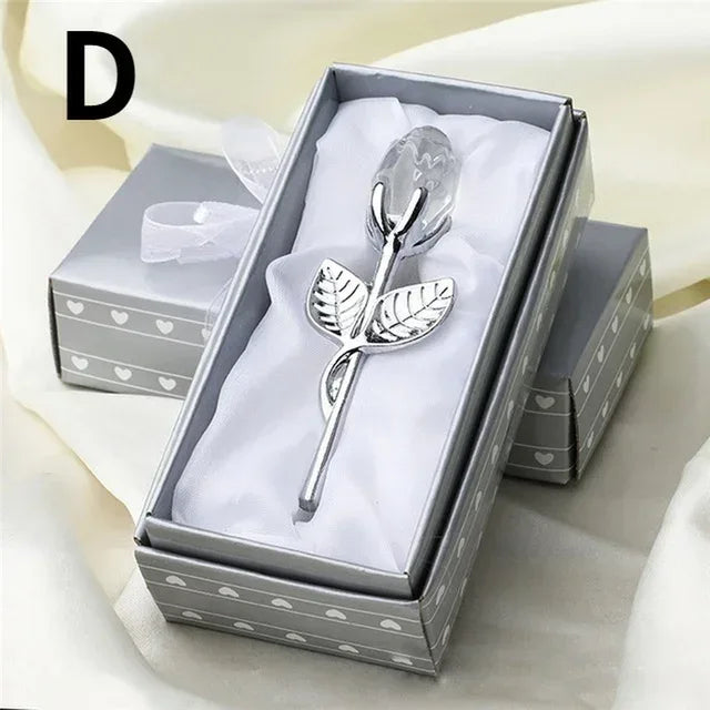 Crystal Glass Rose Figurine – Valentine's & Wedding Gift Souvenir