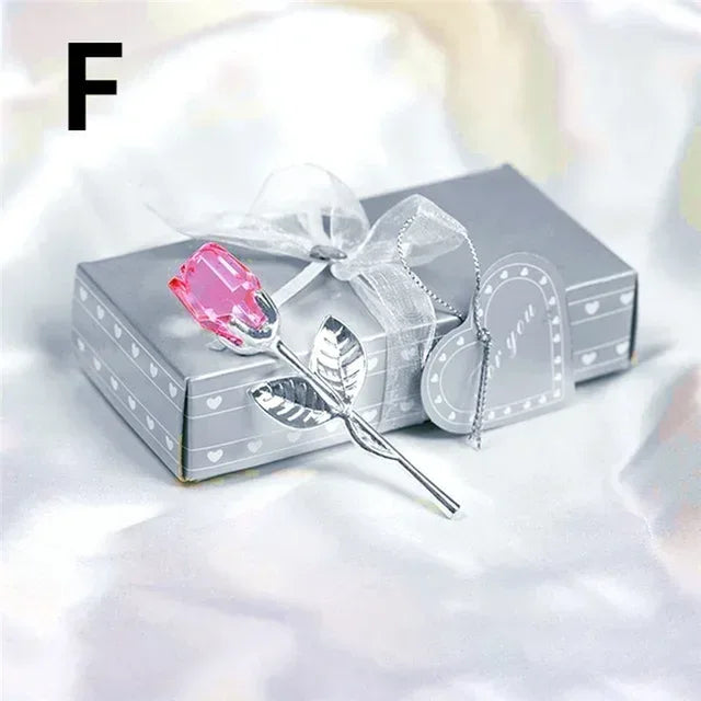 Crystal Glass Rose Figurine – Valentine's & Wedding Gift Souvenir