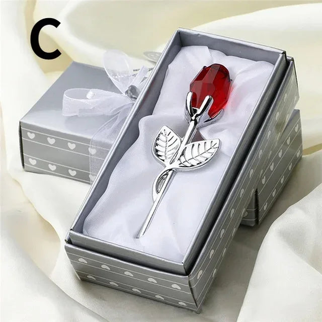 Crystal Glass Rose Figurine – Valentine's & Wedding Gift Souvenir