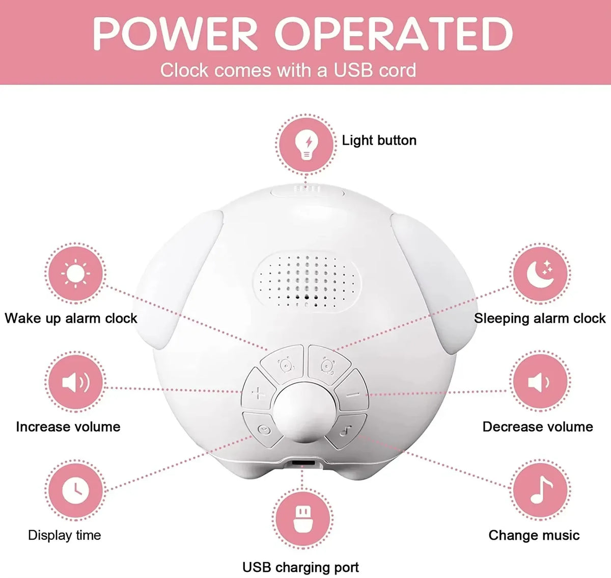 Cute Digital Child Alarm Clock – Curved LED Display & Smart Emotion Light
