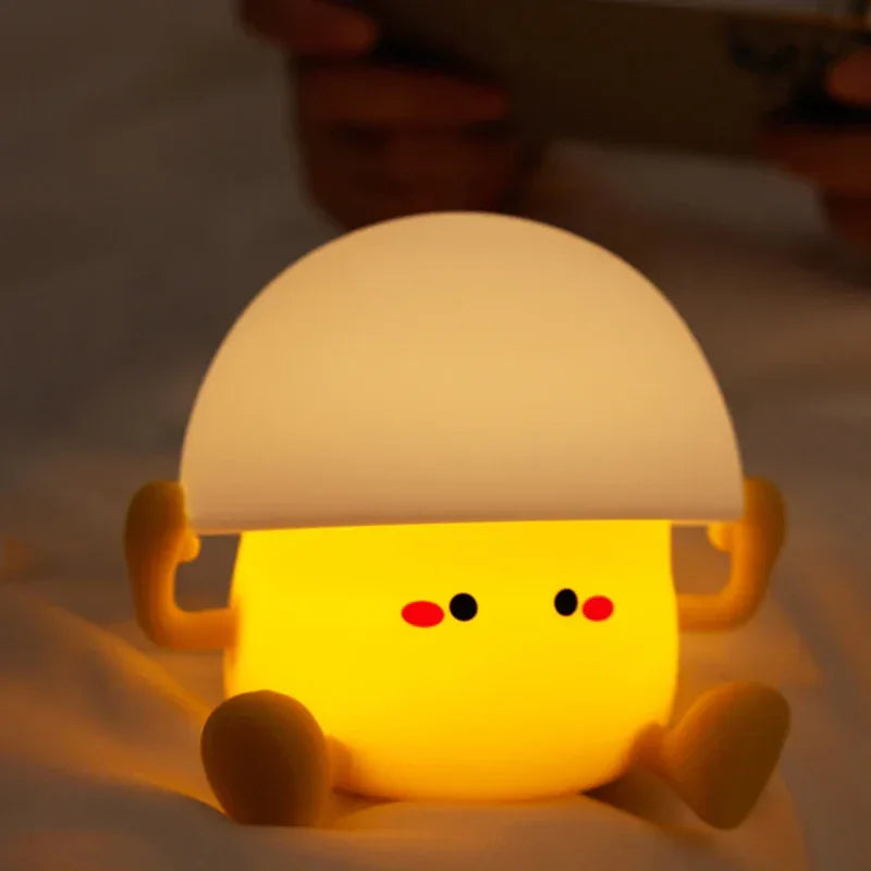 Cute Egg Yolk Mushroom Night Light – Touch Dimmable USB Rechargeable Lamp