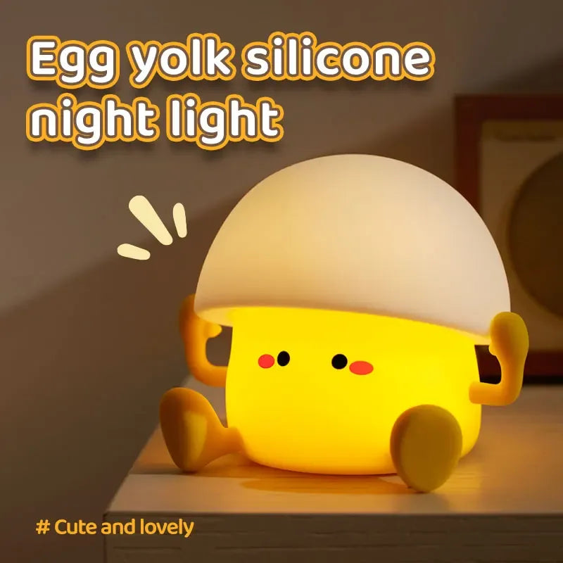 Cute Egg Yolk Mushroom Night Light – Touch Dimmable USB Rechargeable Lamp