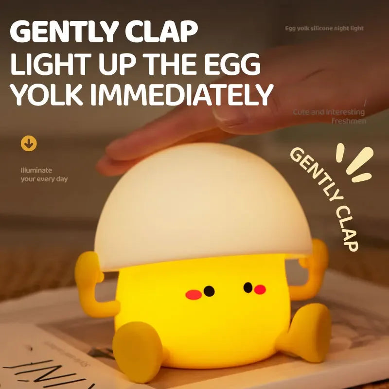 Cute Egg Yolk Mushroom Night Light – Touch Dimmable USB Rechargeable Lamp
