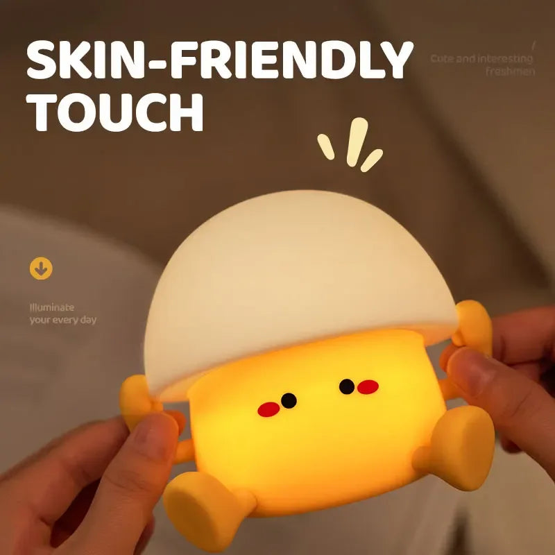 Cute Egg Yolk Mushroom Night Light – Touch Dimmable USB Rechargeable Lamp