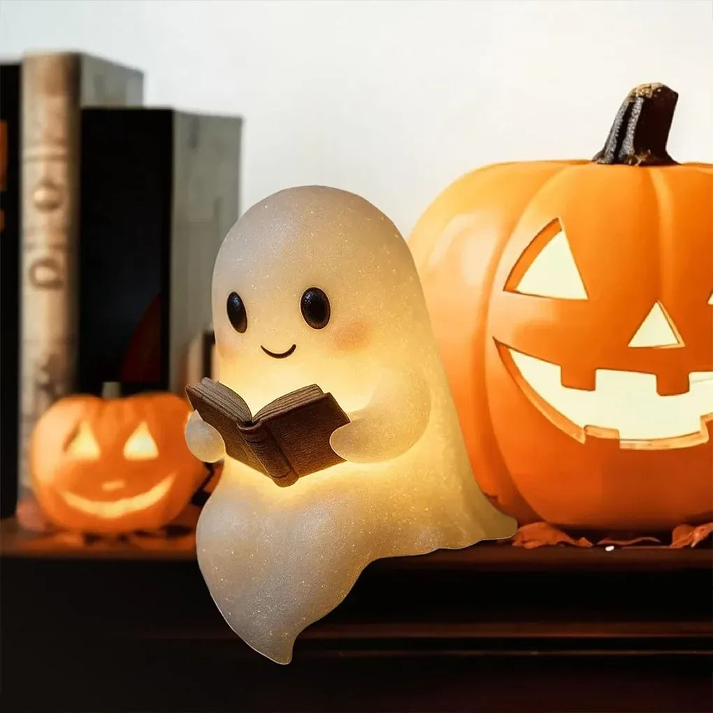 Cute Ghost Reading Lamp – 3D LED Spooky Night Light for Book Lovers