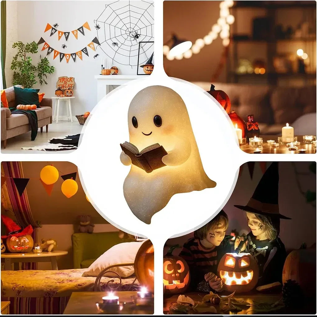 Cute Ghost Reading Lamp – 3D LED Spooky Night Light for Book Lovers