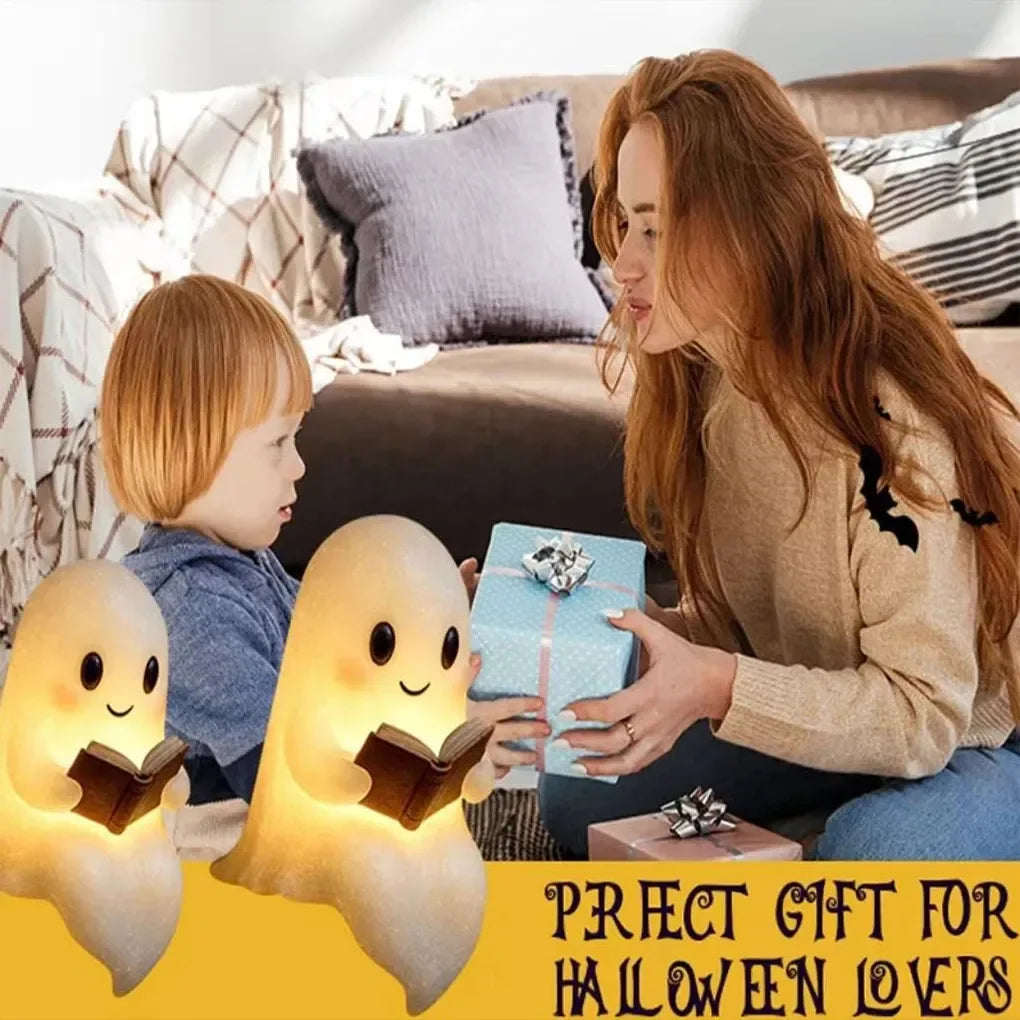 Cute Ghost Reading Lamp – 3D LED Spooky Night Light for Book Lovers