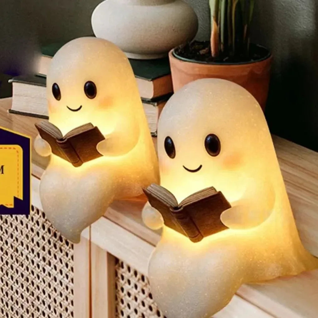 Cute Ghost Reading Lamp – 3D LED Spooky Night Light for Book Lovers
