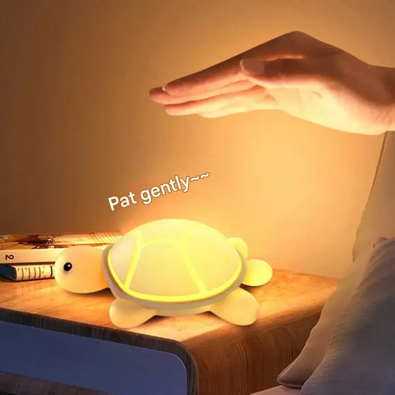 Kawaii Turtle Silicone Night Light – Touch RGB & Warm White LED Lamp Kids