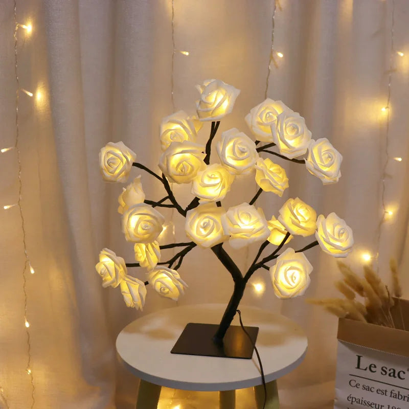 LED Rose Tree Table Lamp – USB Decorative Flower Night Light
