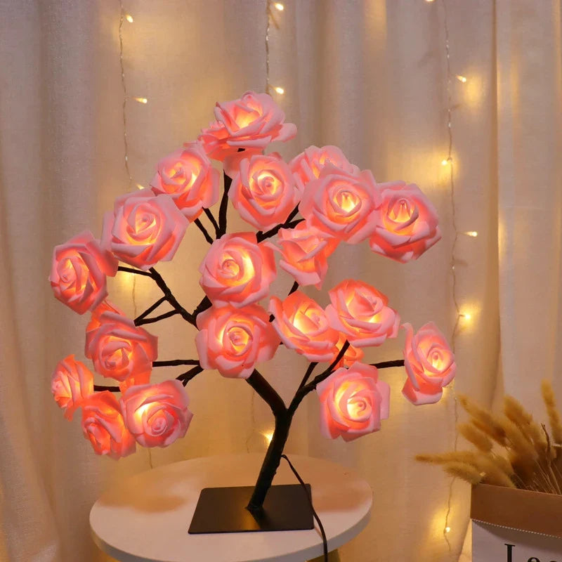 LED Rose Tree Table Lamp – USB Decorative Flower Night Light