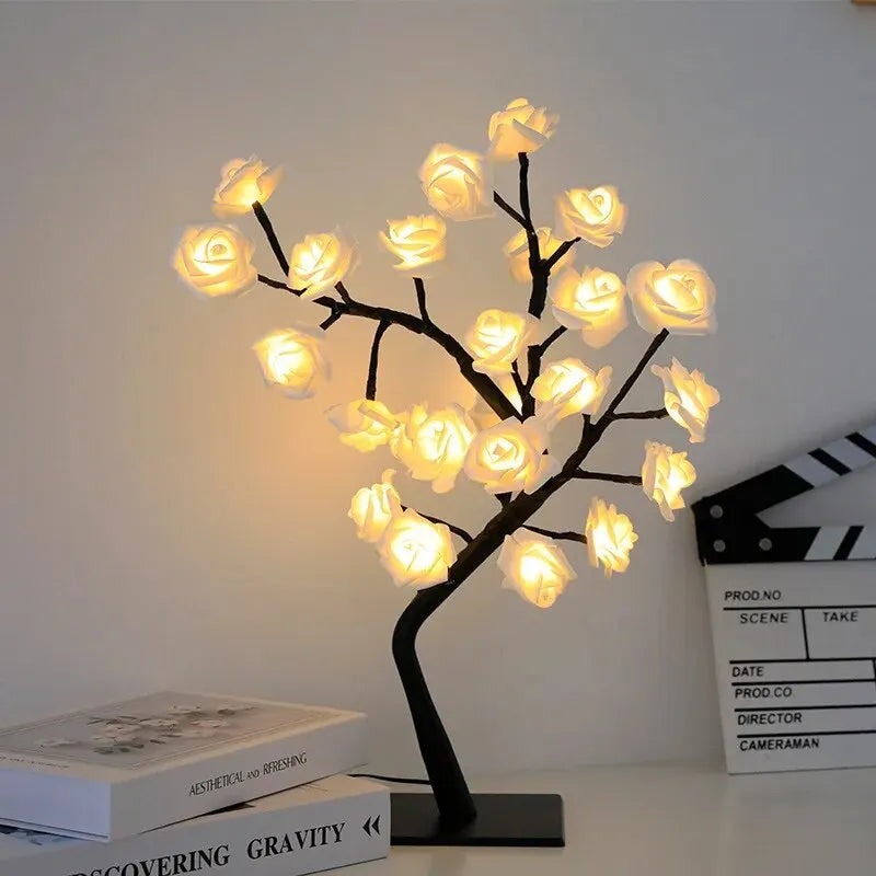 LED Rose Tree Table Lamp – USB Decorative Flower Night Light