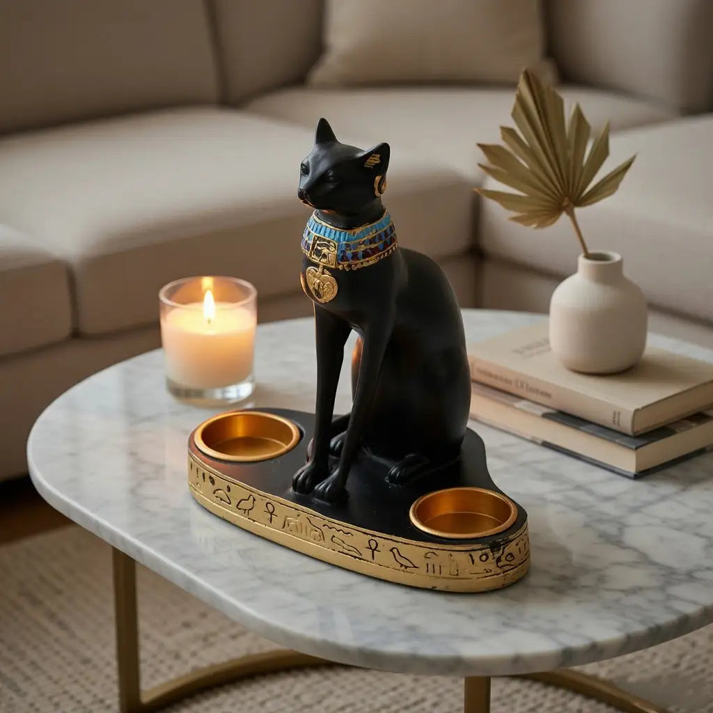 Egyptian Bastet Cat Candle Holder – Ancient Goddess Decor