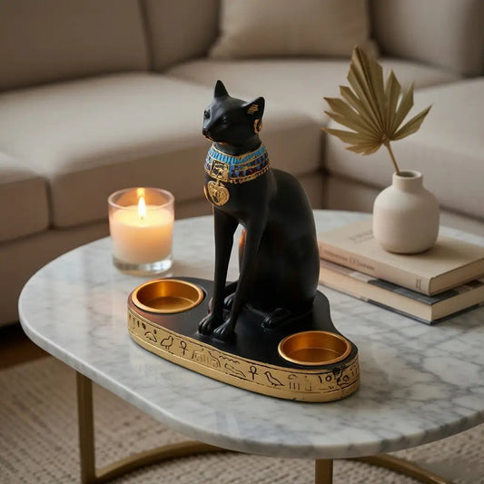Egyptian Bastet Cat Candle Holder – Ancient Goddess Decor